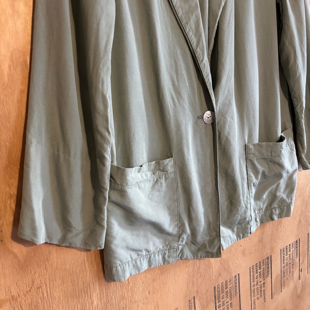 Vintage 70s Courtenay Sage Green Linen Blend Blazer Sz 8 - Picture 2 of 6